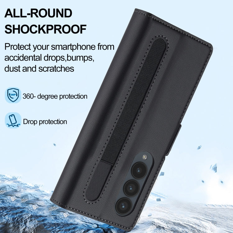 For Samsung Galaxy Z Fold4 LC.IMEEKE L1 Series Frosted Fine Texture PU Phone Case with Pen Slot, Pen Not Included