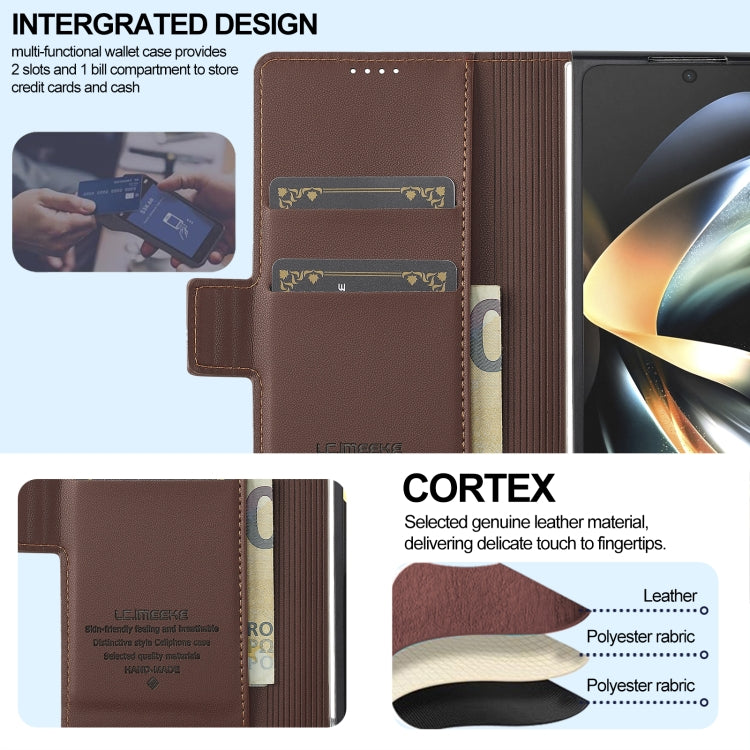 For Samsung Galaxy Z Fold4 LC.IMEEKE L1 Series Frosted Fine Texture PU Phone Case with Pen Slot, Pen Not Included