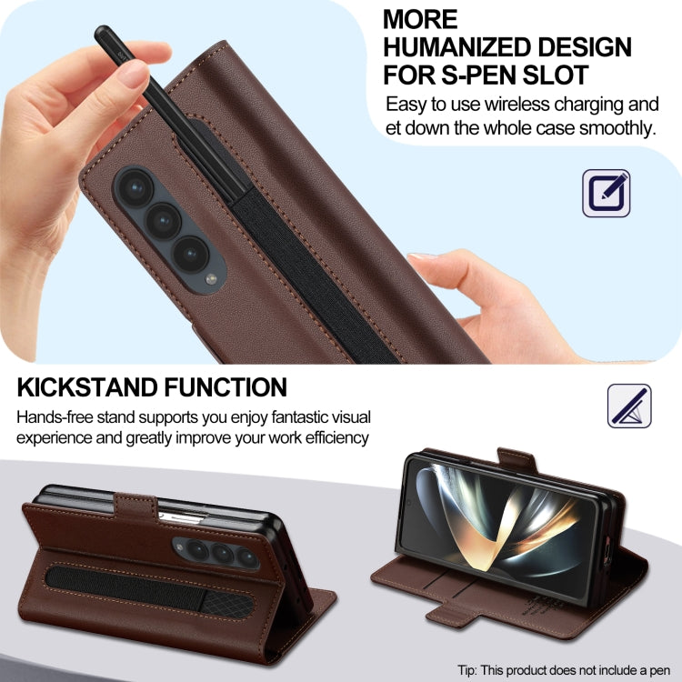 For Samsung Galaxy Z Fold4 LC.IMEEKE L1 Series Frosted Fine Texture PU Phone Case with Pen Slot, Pen Not Included