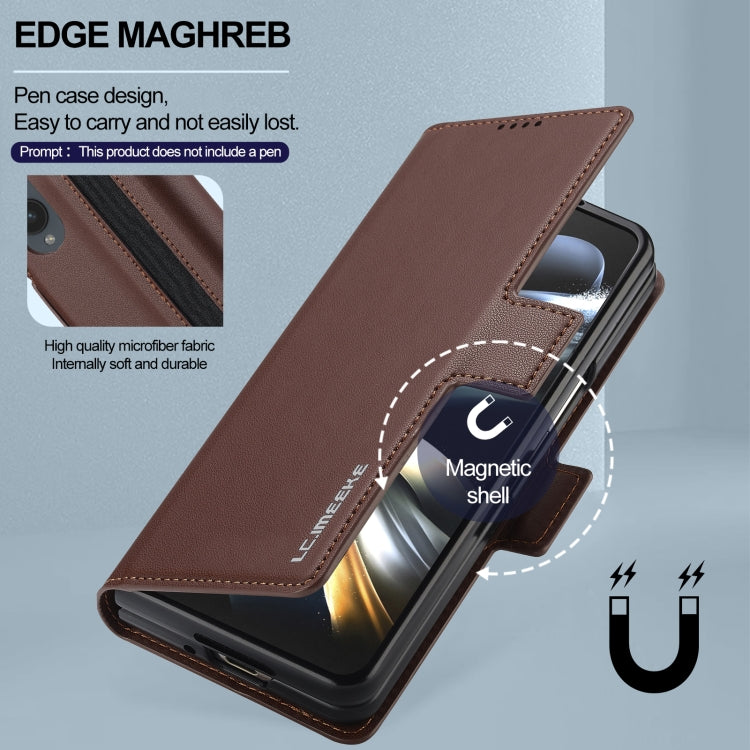 For Samsung Galaxy Z Fold4 LC.IMEEKE L1 Series Frosted Fine Texture PU Phone Case with Pen Slot, Pen Not Included