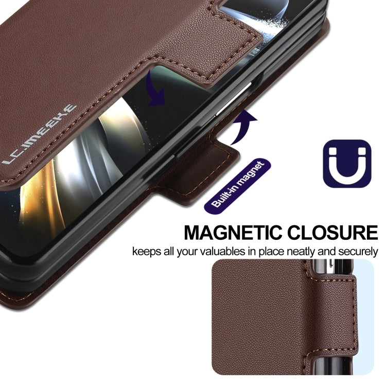 For Samsung Galaxy Z Fold4 LC.IMEEKE L1 Series Frosted Fine Texture PU Phone Case with Pen Slot, Pen Not Included