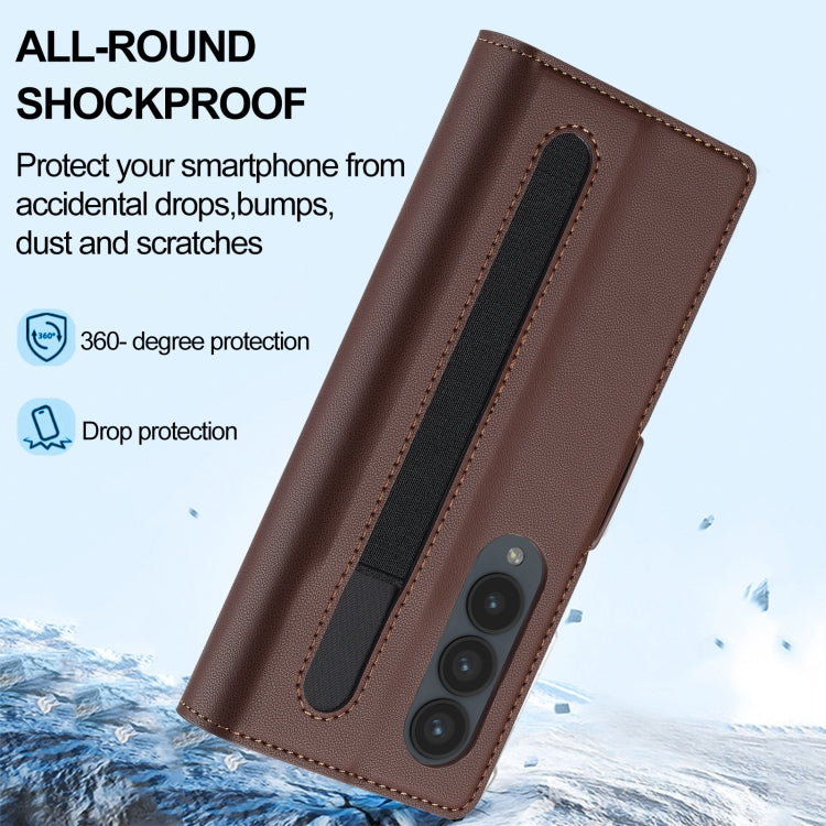 For Samsung Galaxy Z Fold4 LC.IMEEKE L1 Series Frosted Fine Texture PU Phone Case with Pen Slot, Pen Not Included