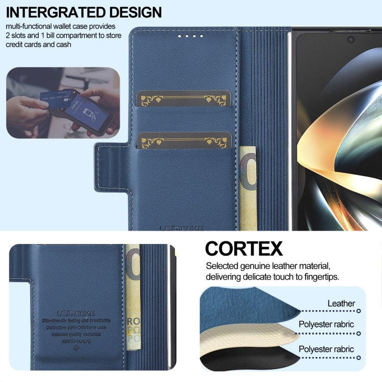 For Samsung Galaxy Z Fold4 LC.IMEEKE L1 Series Frosted Fine Texture PU Phone Case with Pen Slot, Pen Not Included