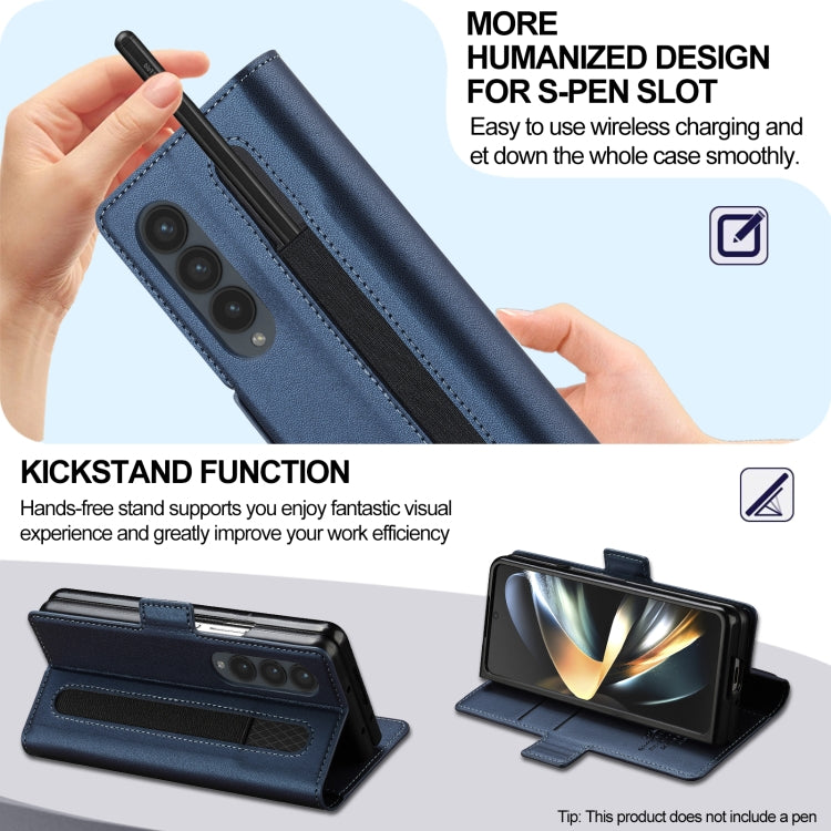 For Samsung Galaxy Z Fold4 LC.IMEEKE L1 Series Frosted Fine Texture PU Phone Case with Pen Slot, Pen Not Included
