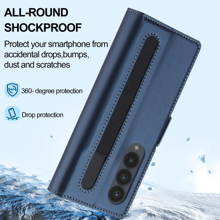 For Samsung Galaxy Z Fold4 LC.IMEEKE L1 Series Frosted Fine Texture PU Phone Case with Pen Slot, Pen Not Included