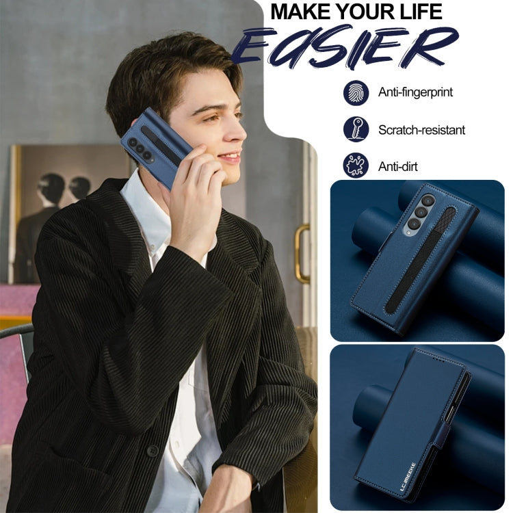 For Samsung Galaxy Z Fold4 LC.IMEEKE L1 Series Frosted Fine Texture PU Phone Case with Pen Slot, Pen Not Included