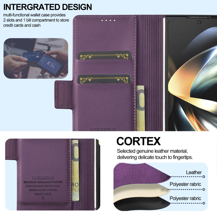 For Samsung Galaxy Z Fold4 LC.IMEEKE L1 Series Frosted Fine Texture PU Phone Case with Pen Slot, Pen Not Included