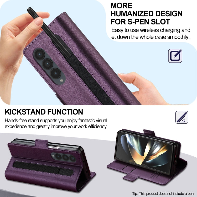 For Samsung Galaxy Z Fold4 LC.IMEEKE L1 Series Frosted Fine Texture PU Phone Case with Pen Slot, Pen Not Included