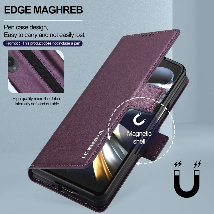 For Samsung Galaxy Z Fold4 LC.IMEEKE L1 Series Frosted Fine Texture PU Phone Case with Pen Slot, Pen Not Included