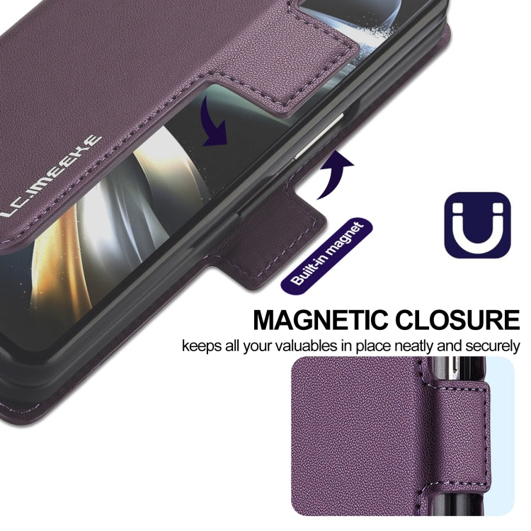 For Samsung Galaxy Z Fold4 LC.IMEEKE L1 Series Frosted Fine Texture PU Phone Case with Pen Slot, Pen Not Included