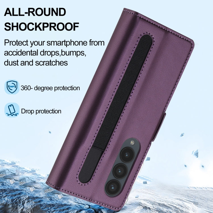For Samsung Galaxy Z Fold4 LC.IMEEKE L1 Series Frosted Fine Texture PU Phone Case with Pen Slot, Pen Not Included