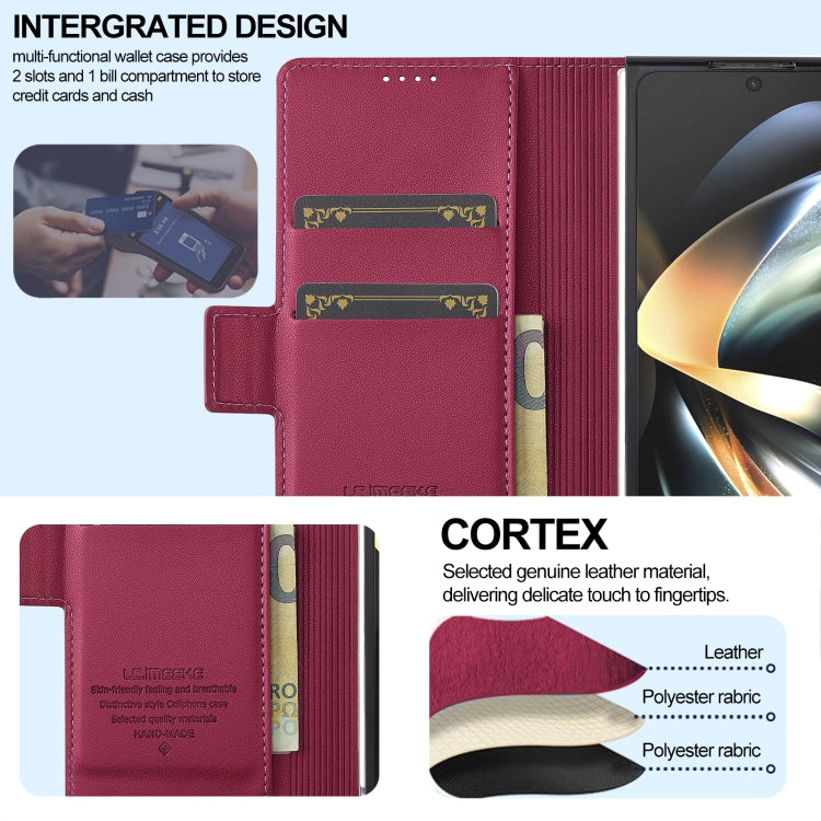 For Samsung Galaxy Z Fold4 LC.IMEEKE L1 Series Frosted Fine Texture PU Phone Case with Pen Slot, Pen Not Included