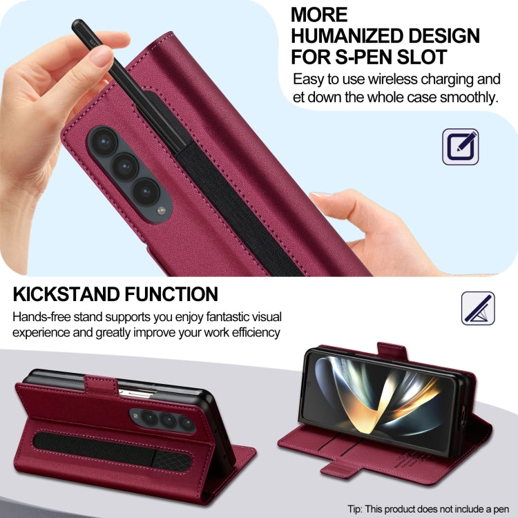 For Samsung Galaxy Z Fold4 LC.IMEEKE L1 Series Frosted Fine Texture PU Phone Case with Pen Slot, Pen Not Included