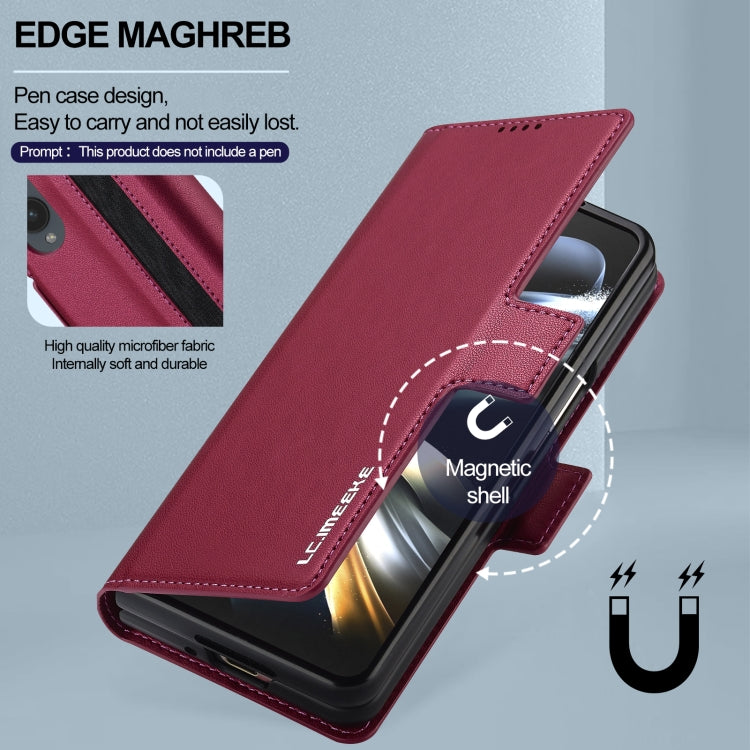 For Samsung Galaxy Z Fold4 LC.IMEEKE L1 Series Frosted Fine Texture PU Phone Case with Pen Slot, Pen Not Included