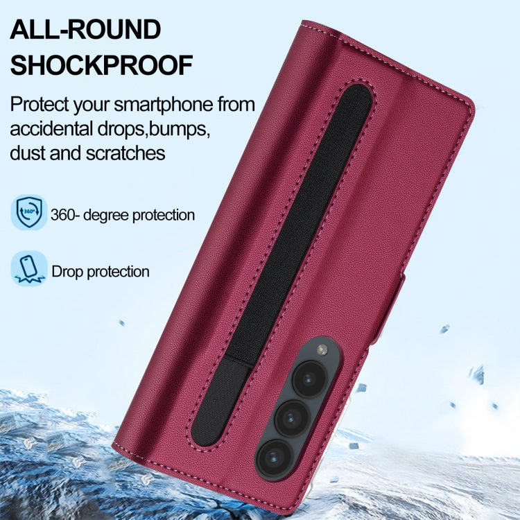 For Samsung Galaxy Z Fold4 LC.IMEEKE L1 Series Frosted Fine Texture PU Phone Case with Pen Slot, Pen Not Included