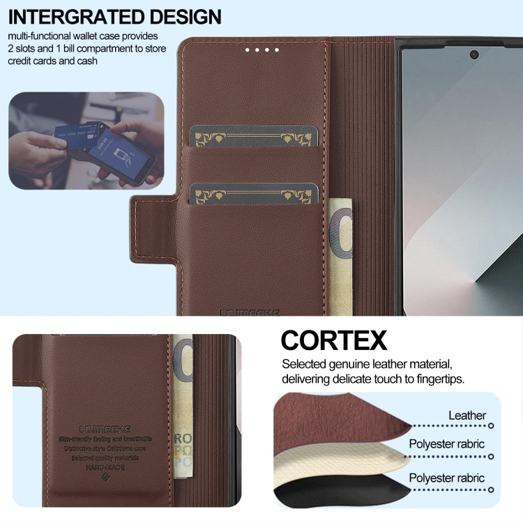 For Samsung Galaxy Z Fold5 LC.IMEEKE L1 Series Frosted Fine Texture PU Phone Case with Pen Slot, Pen Not Included