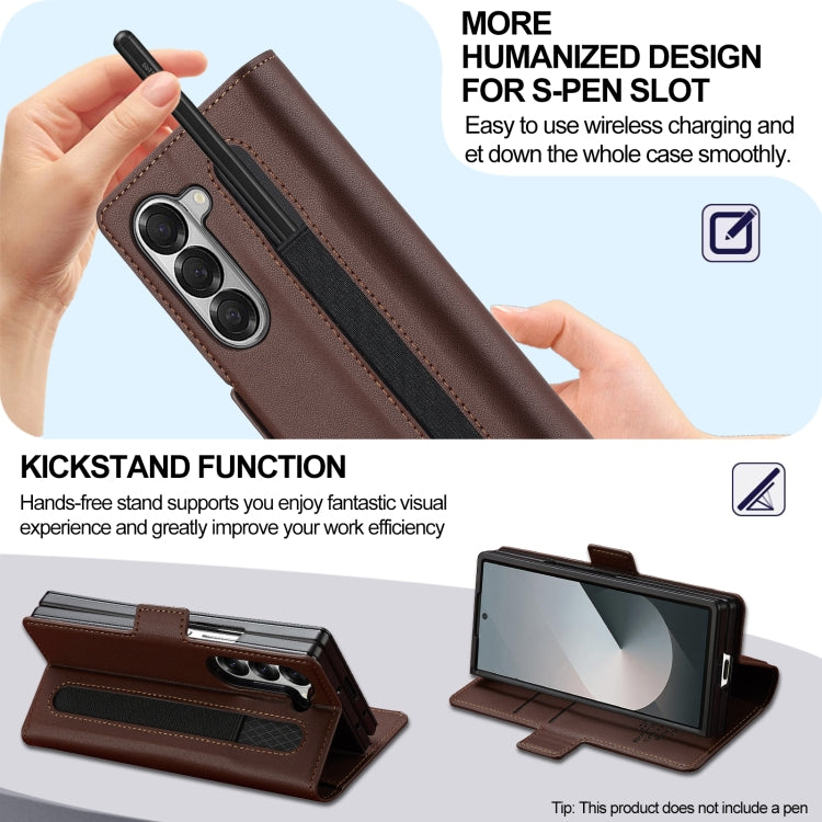 For Samsung Galaxy Z Fold5 LC.IMEEKE L1 Series Frosted Fine Texture PU Phone Case with Pen Slot, Pen Not Included