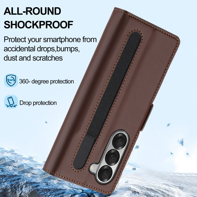 For Samsung Galaxy Z Fold5 LC.IMEEKE L1 Series Frosted Fine Texture PU Phone Case with Pen Slot, Pen Not Included