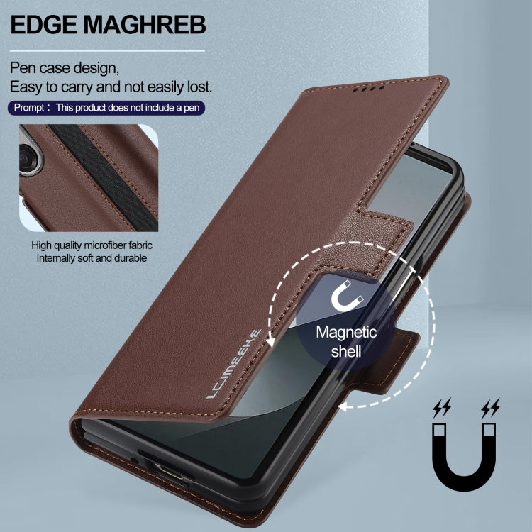 For Samsung Galaxy Z Fold5 LC.IMEEKE L1 Series Frosted Fine Texture PU Phone Case with Pen Slot, Pen Not Included