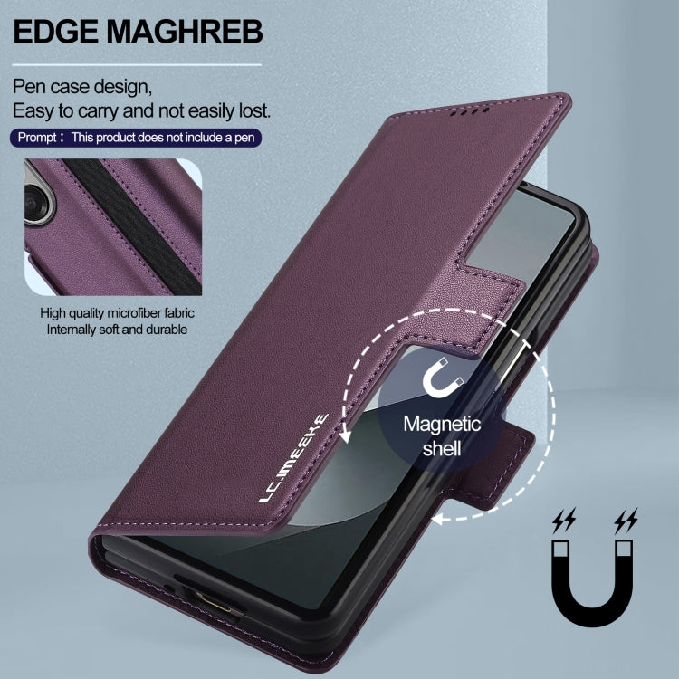 For Samsung Galaxy Z Fold5 LC.IMEEKE L1 Series Frosted Fine Texture PU Phone Case with Pen Slot, Pen Not Included