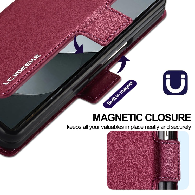 For Samsung Galaxy Z Fold5 LC.IMEEKE L1 Series Frosted Fine Texture PU Phone Case with Pen Slot, Pen Not Included