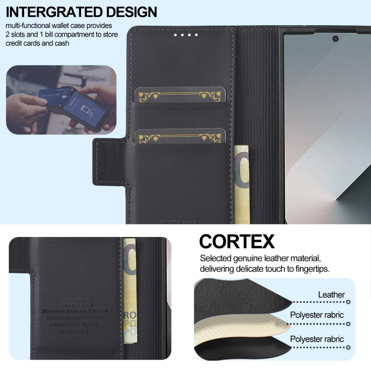 For Samsung Galaxy Z Fold6 LC.IMEEKE L1 Series Frosted Fine Texture PU Phone Case with Pen Slot, Pen Not Included