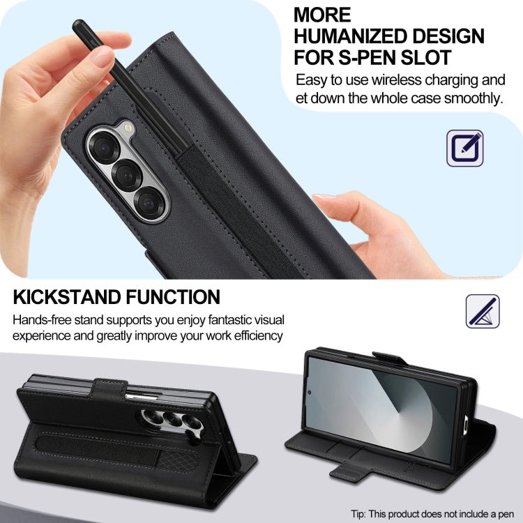 For Samsung Galaxy Z Fold6 LC.IMEEKE L1 Series Frosted Fine Texture PU Phone Case with Pen Slot, Pen Not Included