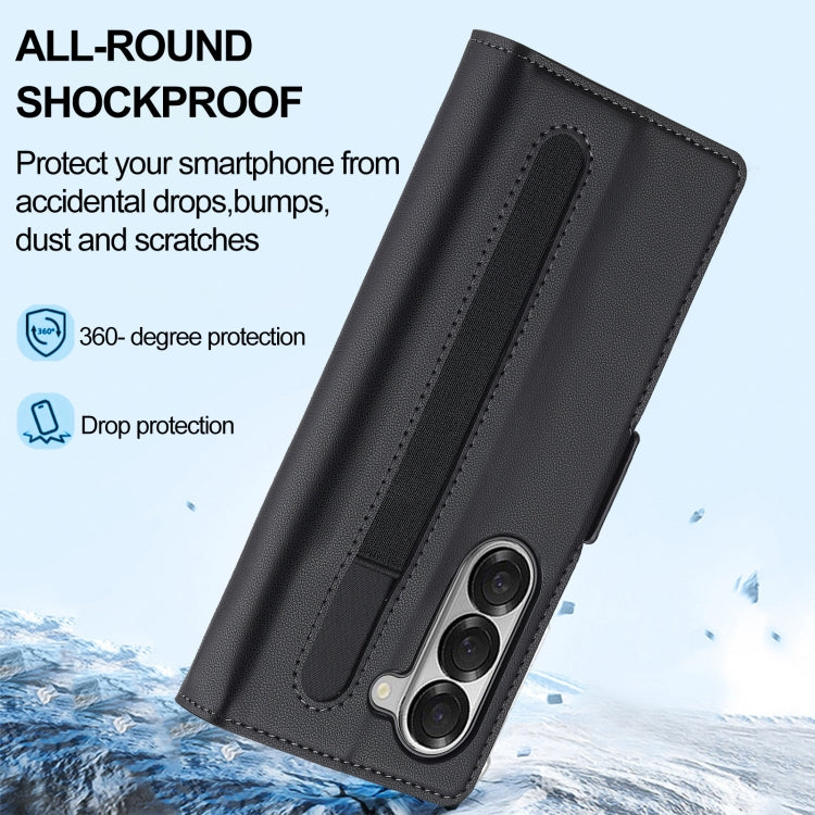 For Samsung Galaxy Z Fold6 LC.IMEEKE L1 Series Frosted Fine Texture PU Phone Case with Pen Slot, Pen Not Included
