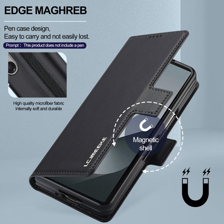 For Samsung Galaxy Z Fold6 LC.IMEEKE L1 Series Frosted Fine Texture PU Phone Case with Pen Slot, Pen Not Included