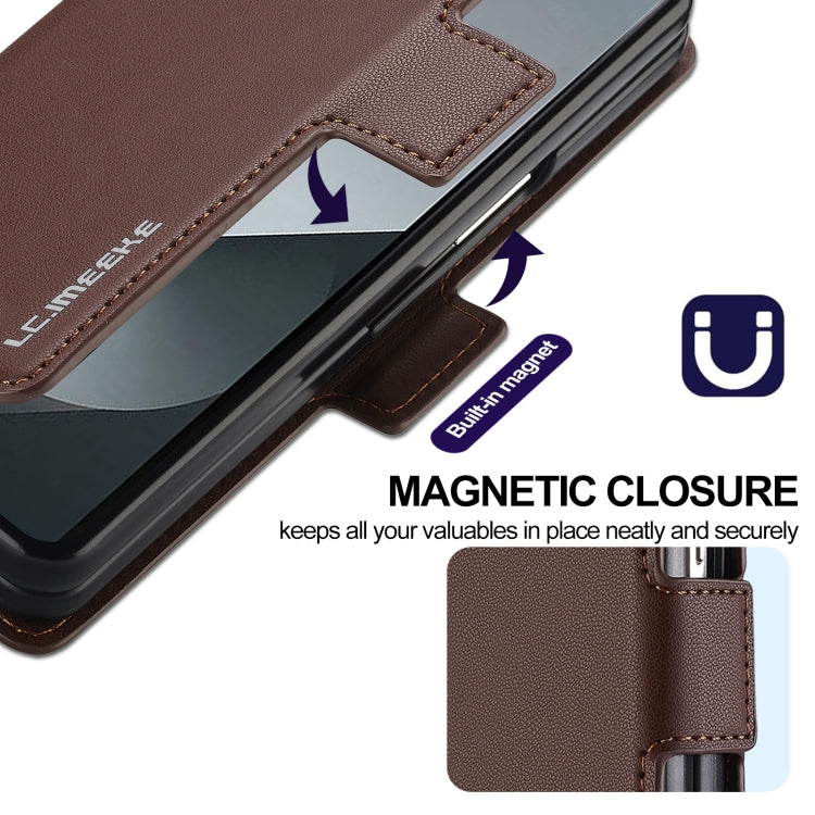 For Samsung Galaxy Z Fold6 LC.IMEEKE L1 Series Frosted Fine Texture PU Phone Case with Pen Slot, Pen Not Included