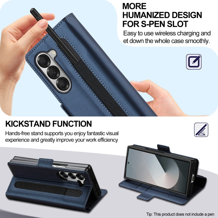 For Samsung Galaxy Z Fold6 LC.IMEEKE L1 Series Frosted Fine Texture PU Phone Case with Pen Slot, Pen Not Included