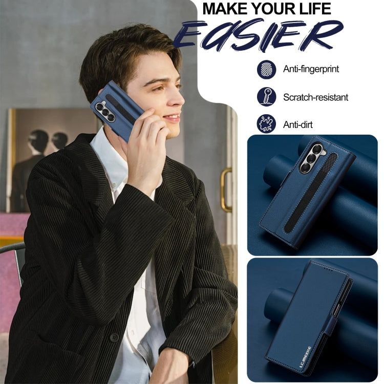 For Samsung Galaxy Z Fold6 LC.IMEEKE L1 Series Frosted Fine Texture PU Phone Case with Pen Slot, Pen Not Included