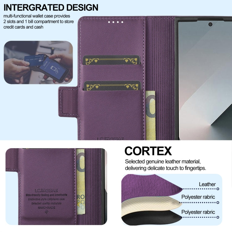 For Samsung Galaxy Z Fold6 LC.IMEEKE L1 Series Frosted Fine Texture PU Phone Case with Pen Slot, Pen Not Included