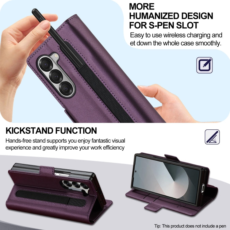 For Samsung Galaxy Z Fold6 LC.IMEEKE L1 Series Frosted Fine Texture PU Phone Case with Pen Slot, Pen Not Included