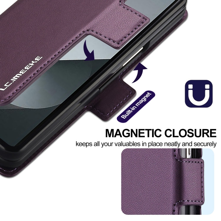 For Samsung Galaxy Z Fold6 LC.IMEEKE L1 Series Frosted Fine Texture PU Phone Case with Pen Slot, Pen Not Included