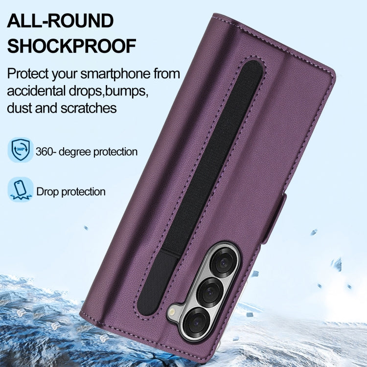 For Samsung Galaxy Z Fold6 LC.IMEEKE L1 Series Frosted Fine Texture PU Phone Case with Pen Slot, Pen Not Included