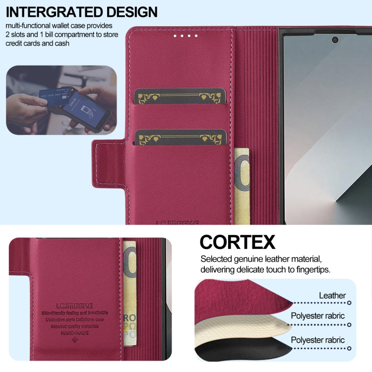 For Samsung Galaxy Z Fold6 LC.IMEEKE L1 Series Frosted Fine Texture PU Phone Case with Pen Slot, Pen Not Included