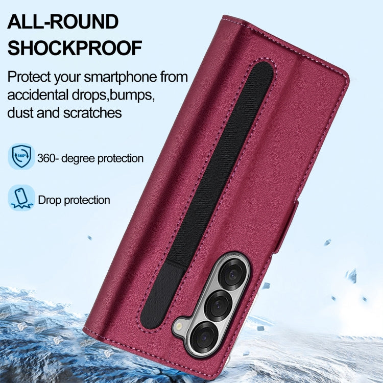 For Samsung Galaxy Z Fold6 LC.IMEEKE L1 Series Frosted Fine Texture PU Phone Case with Pen Slot, Pen Not Included
