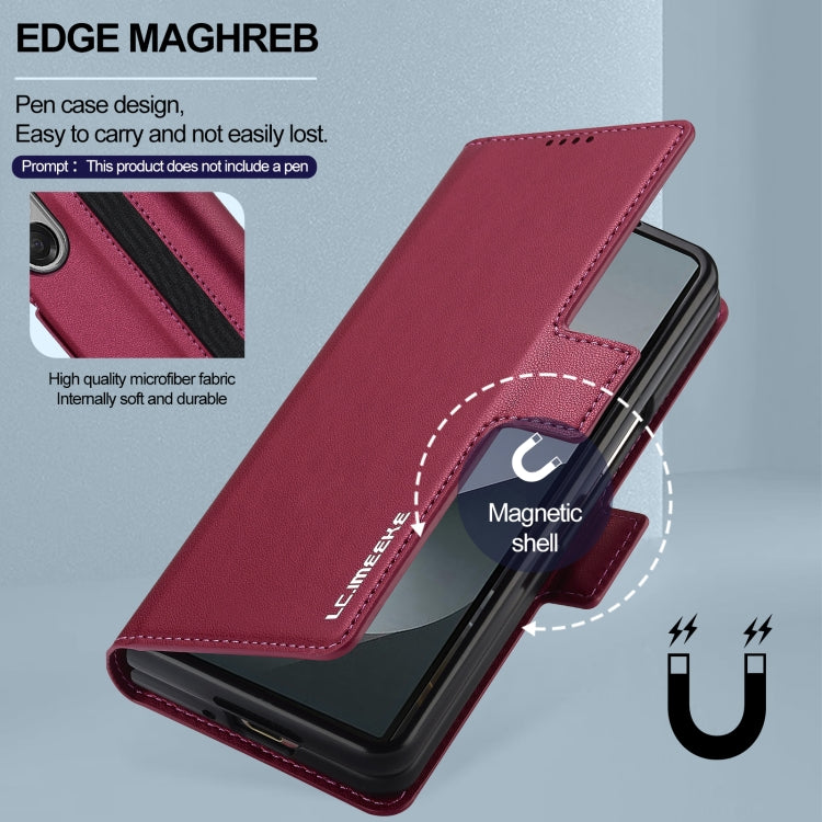 For Samsung Galaxy Z Fold6 LC.IMEEKE L1 Series Frosted Fine Texture PU Phone Case with Pen Slot, Pen Not Included