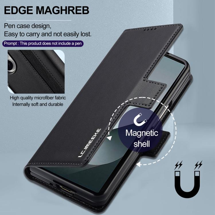 For Samsung Galaxy Z Fold7 5G LC.IMEEKE L1 Series Frosted Fine Texture PU Phone Case with Pen Slot, Pen Not Included