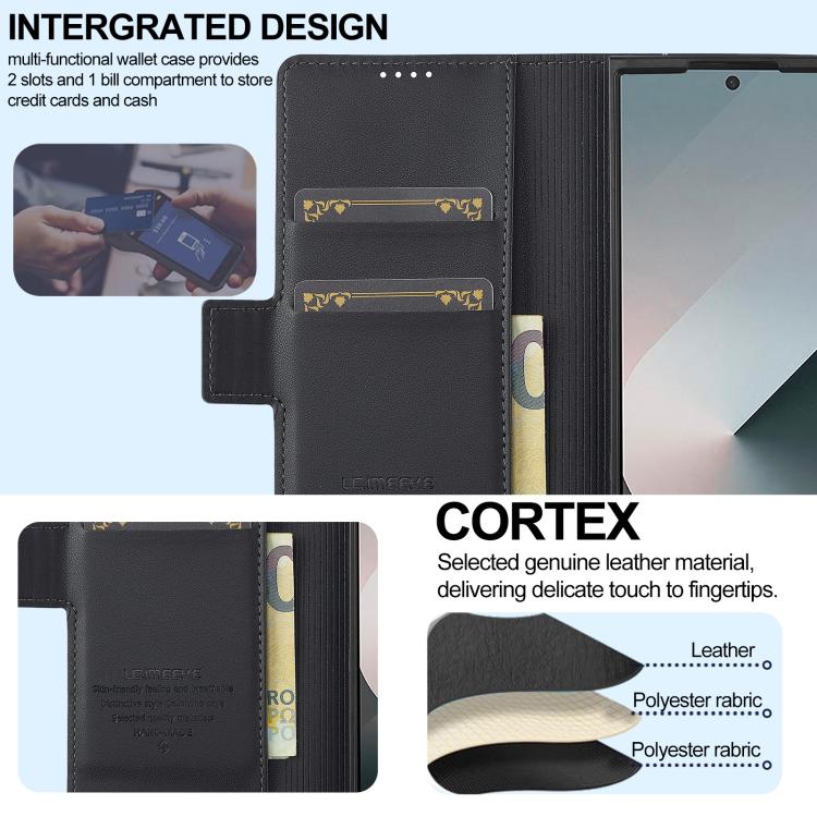 For Samsung Galaxy Z Fold7 5G LC.IMEEKE L1 Series Frosted Fine Texture PU Phone Case with Pen Slot, Pen Not Included