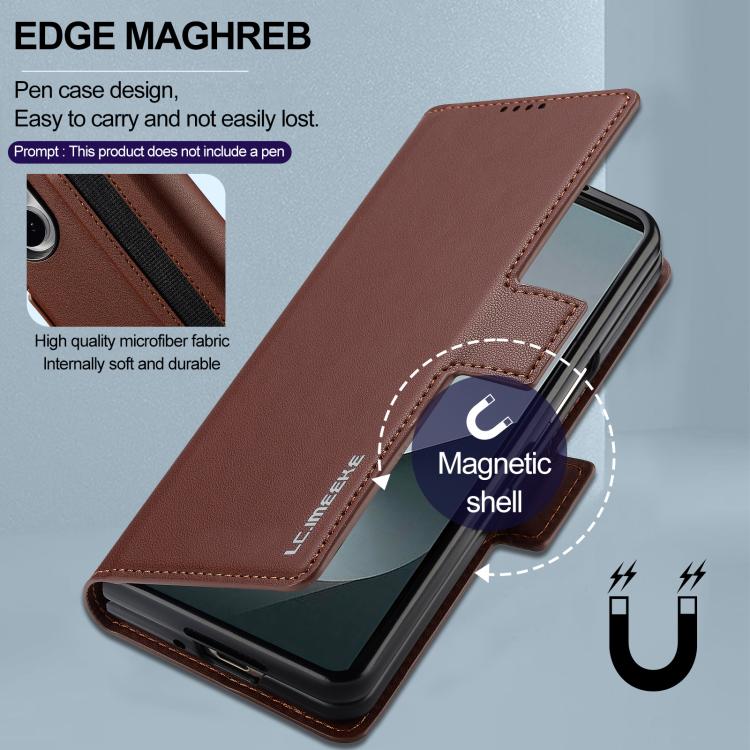 For Samsung Galaxy Z Fold7 5G LC.IMEEKE L1 Series Frosted Fine Texture PU Phone Case with Pen Slot, Pen Not Included