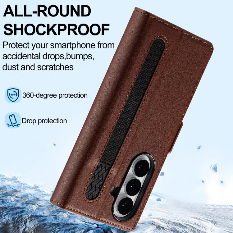 For Samsung Galaxy Z Fold7 5G LC.IMEEKE L1 Series Frosted Fine Texture PU Phone Case with Pen Slot, Pen Not Included