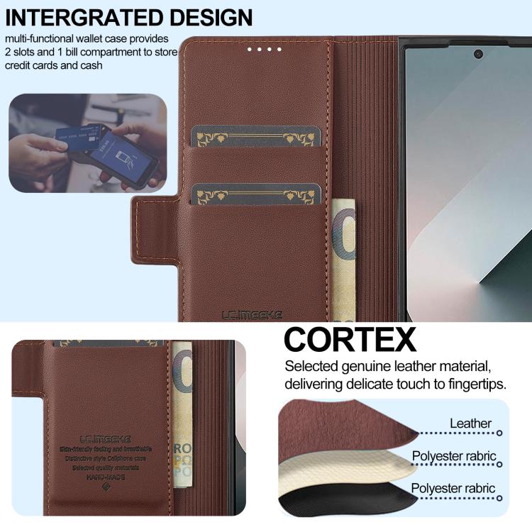 For Samsung Galaxy Z Fold7 5G LC.IMEEKE L1 Series Frosted Fine Texture PU Phone Case with Pen Slot, Pen Not Included