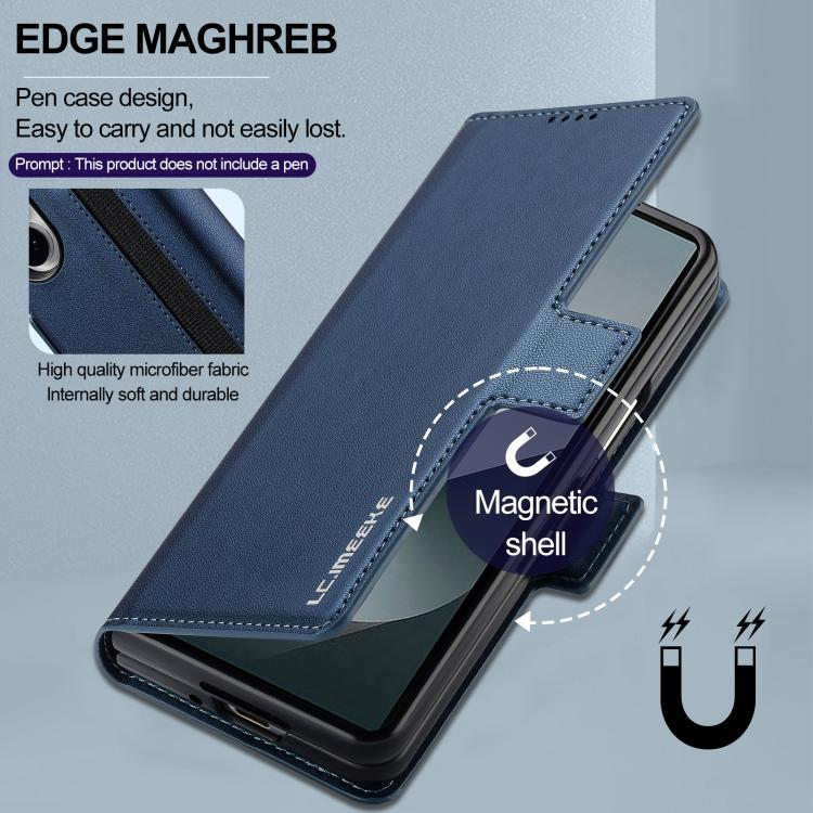 For Samsung Galaxy Z Fold7 5G LC.IMEEKE L1 Series Frosted Fine Texture PU Phone Case with Pen Slot, Pen Not Included