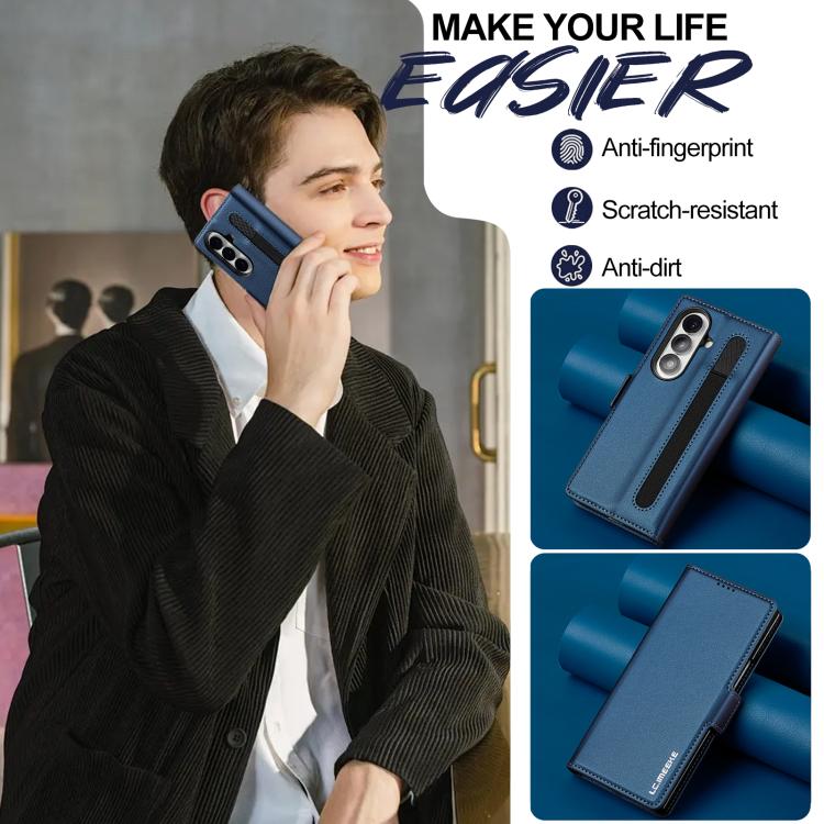 For Samsung Galaxy Z Fold7 5G LC.IMEEKE L1 Series Frosted Fine Texture PU Phone Case with Pen Slot, Pen Not Included