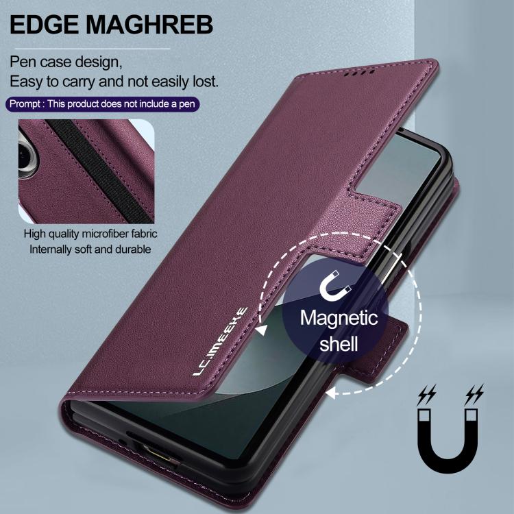 For Samsung Galaxy Z Fold7 5G LC.IMEEKE L1 Series Frosted Fine Texture PU Phone Case with Pen Slot, Pen Not Included