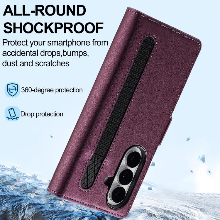 For Samsung Galaxy Z Fold7 5G LC.IMEEKE L1 Series Frosted Fine Texture PU Phone Case with Pen Slot, Pen Not Included