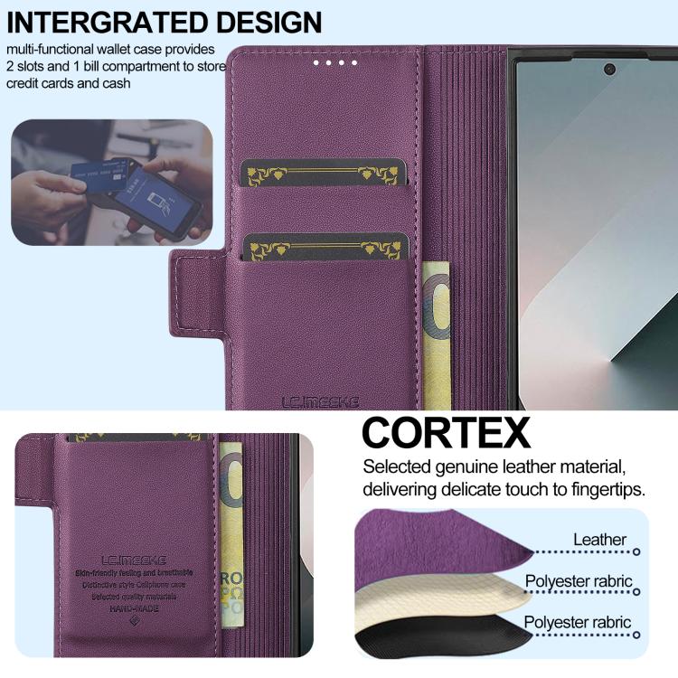 For Samsung Galaxy Z Fold7 5G LC.IMEEKE L1 Series Frosted Fine Texture PU Phone Case with Pen Slot, Pen Not Included