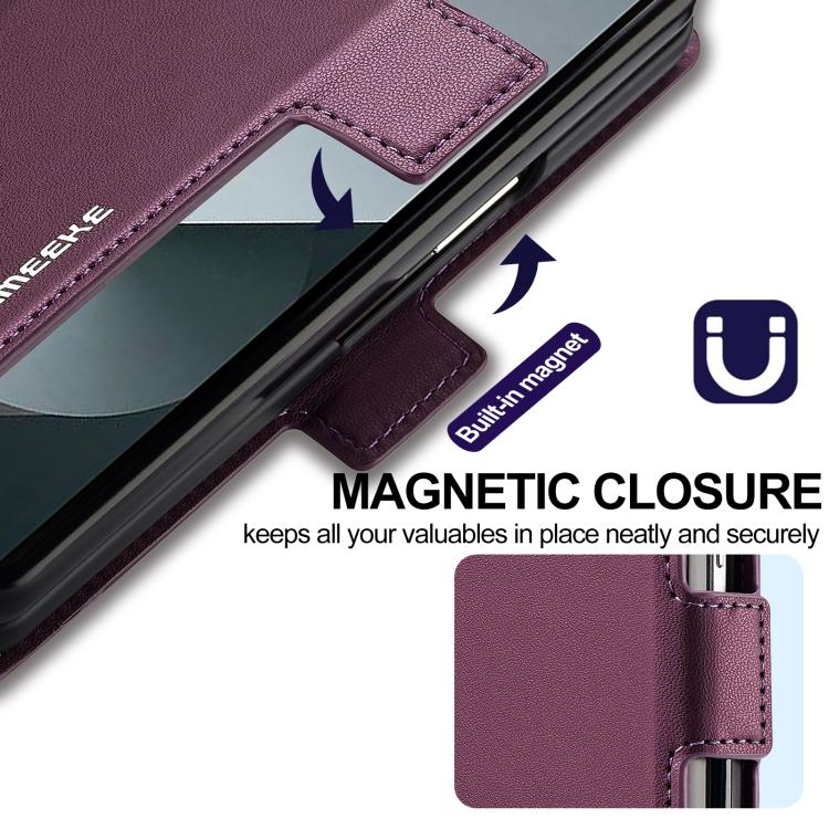 For Samsung Galaxy Z Fold7 5G LC.IMEEKE L1 Series Frosted Fine Texture PU Phone Case with Pen Slot, Pen Not Included
